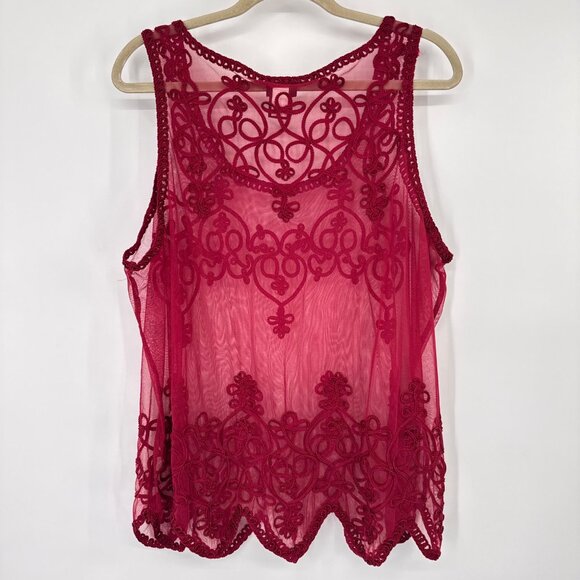 Torrid Red Sheer Embroidered Tank Top Size 2x plus sleeveless womens - Picture 11 of 13